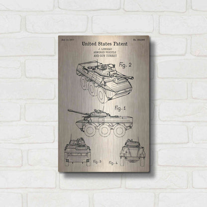 Luxe Metal Art 'Armored Vehicle Blueprint Patent Parchment' Metal Wall Art,12x16