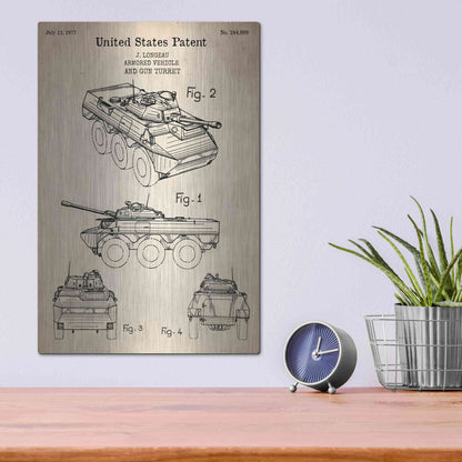 Luxe Metal Art 'Armored Vehicle Blueprint Patent Parchment' Metal Wall Art,12x16