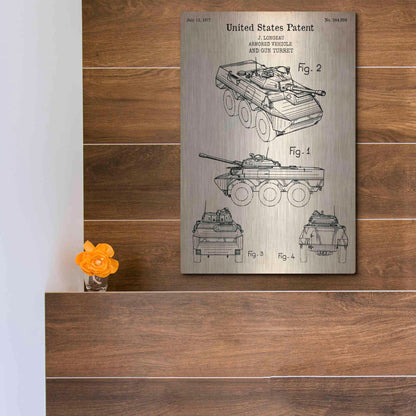 Luxe Metal Art 'Armored Vehicle Blueprint Patent Parchment' Metal Wall Art,12x16
