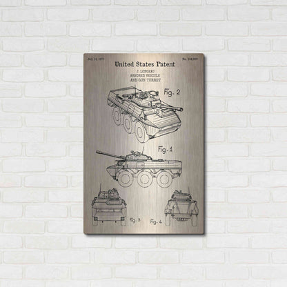 Luxe Metal Art 'Armored Vehicle Blueprint Patent Parchment' Metal Wall Art,24x36