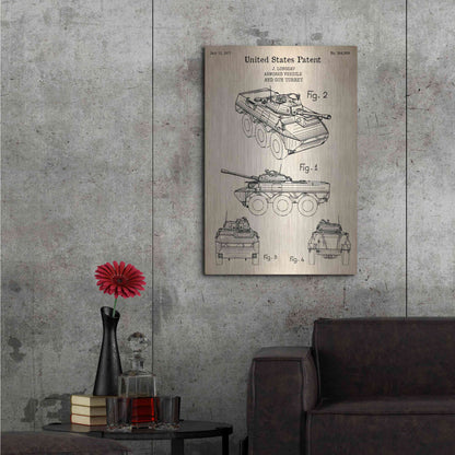 Luxe Metal Art 'Armored Vehicle Blueprint Patent Parchment' Metal Wall Art,24x36