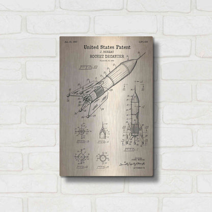 Luxe Metal Art 'Rocket Ship Blueprint Patent Parchment' Metal Wall Art,12x16