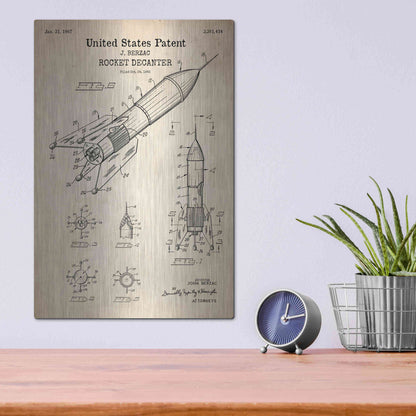 Luxe Metal Art 'Rocket Ship Blueprint Patent Parchment' Metal Wall Art,12x16