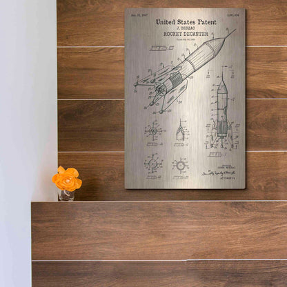 Luxe Metal Art 'Rocket Ship Blueprint Patent Parchment' Metal Wall Art,12x16