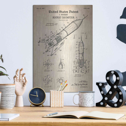 Luxe Metal Art 'Rocket Ship Blueprint Patent Parchment' Metal Wall Art,12x16