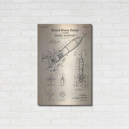 Luxe Metal Art 'Rocket Ship Blueprint Patent Parchment' Metal Wall Art,24x36