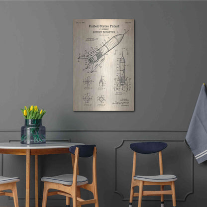 Luxe Metal Art 'Rocket Ship Blueprint Patent Parchment' Metal Wall Art,24x36