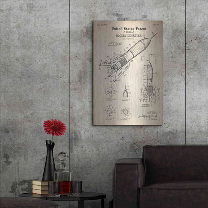 Luxe Metal Art 'Rocket Ship Blueprint Patent Parchment' Metal Wall Art,24x36