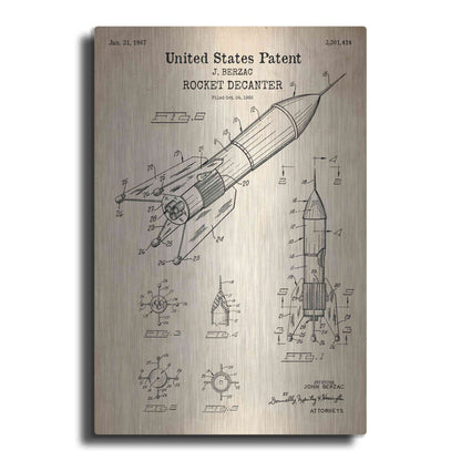 Luxe Metal Art 'Rocket Ship Blueprint Patent Parchment' Metal Wall Art