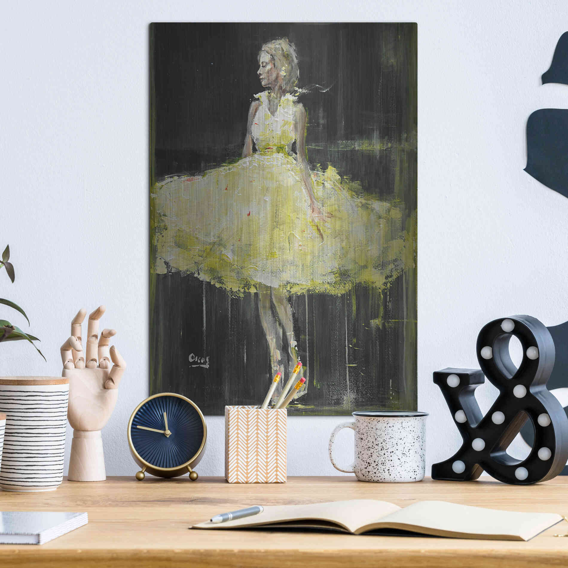 Luxe Metal Art 'Night Out' by Oscar Alvarez Pardo, Metal Wall Art,12x16