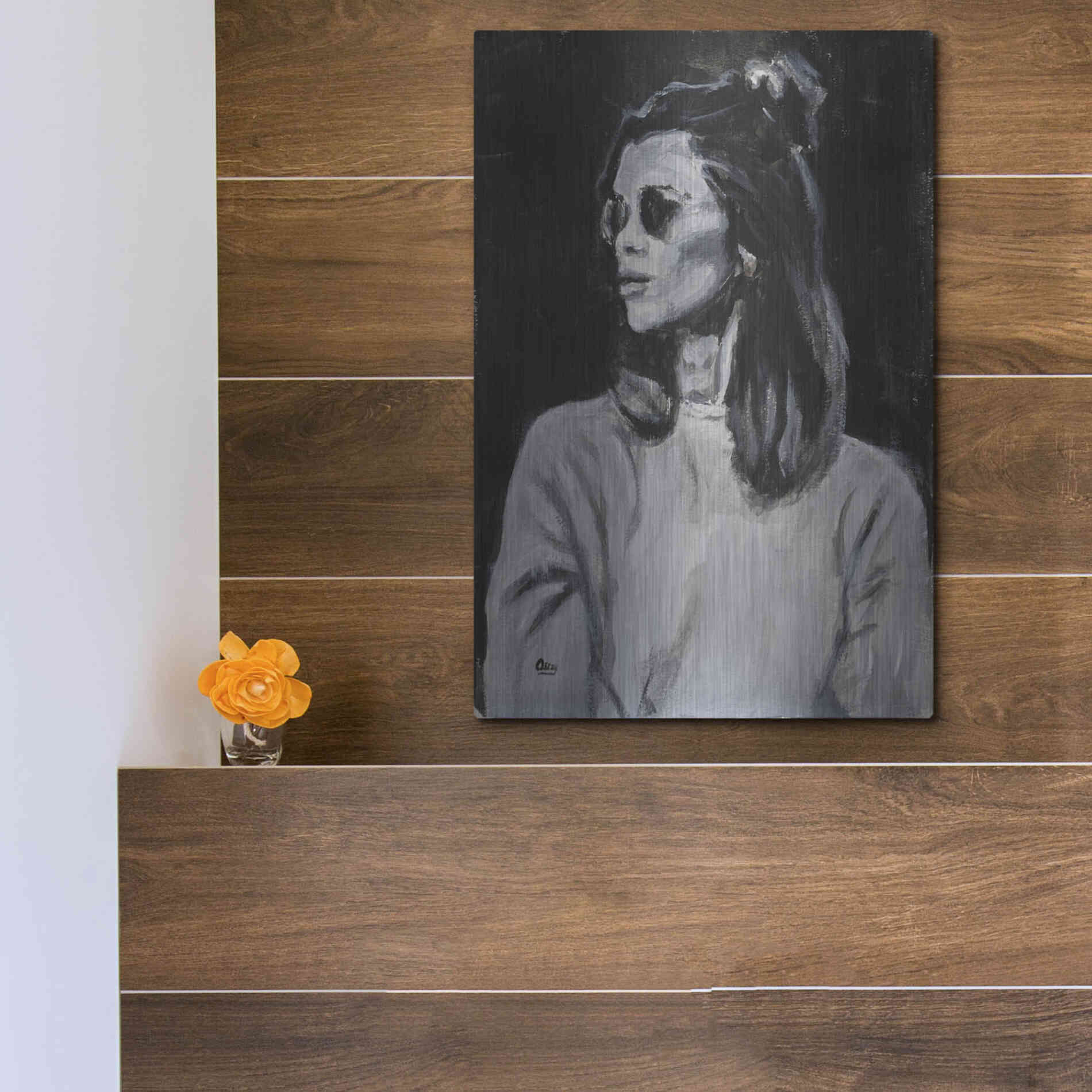 Luxe Metal Art 'Side' by Oscar Alvarez Pardo, Metal Wall Art,12x16