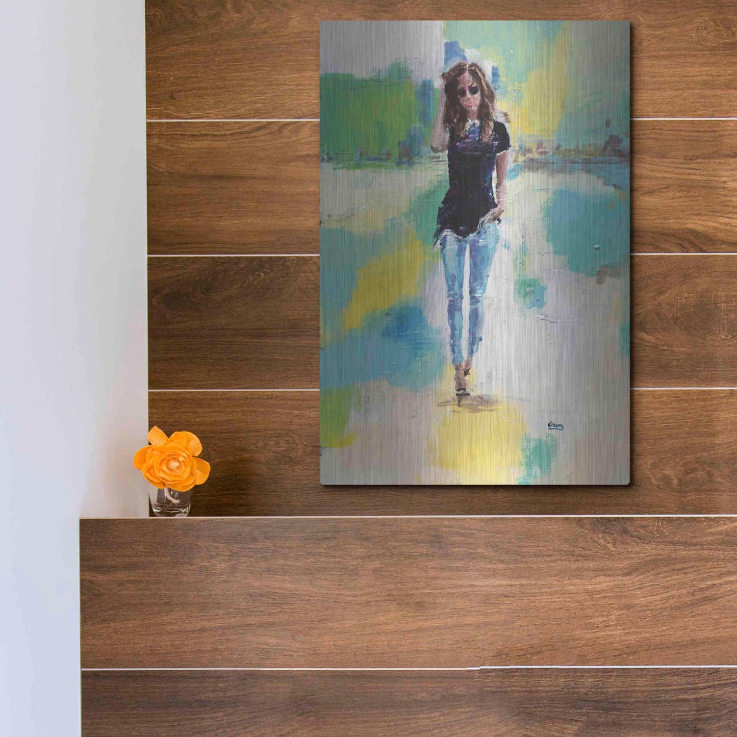 Luxe Metal Art 'Casual' by Oscar Alvarez Pardo, Metal Wall Art,12x16