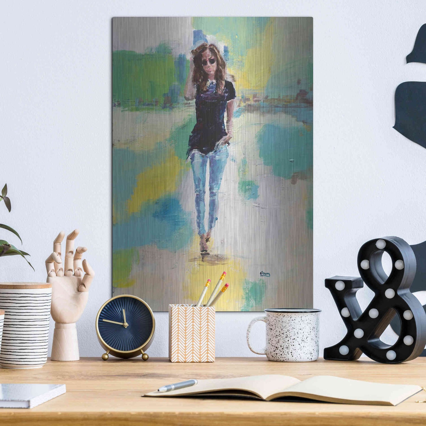 Luxe Metal Art 'Casual' by Oscar Alvarez Pardo, Metal Wall Art,12x16