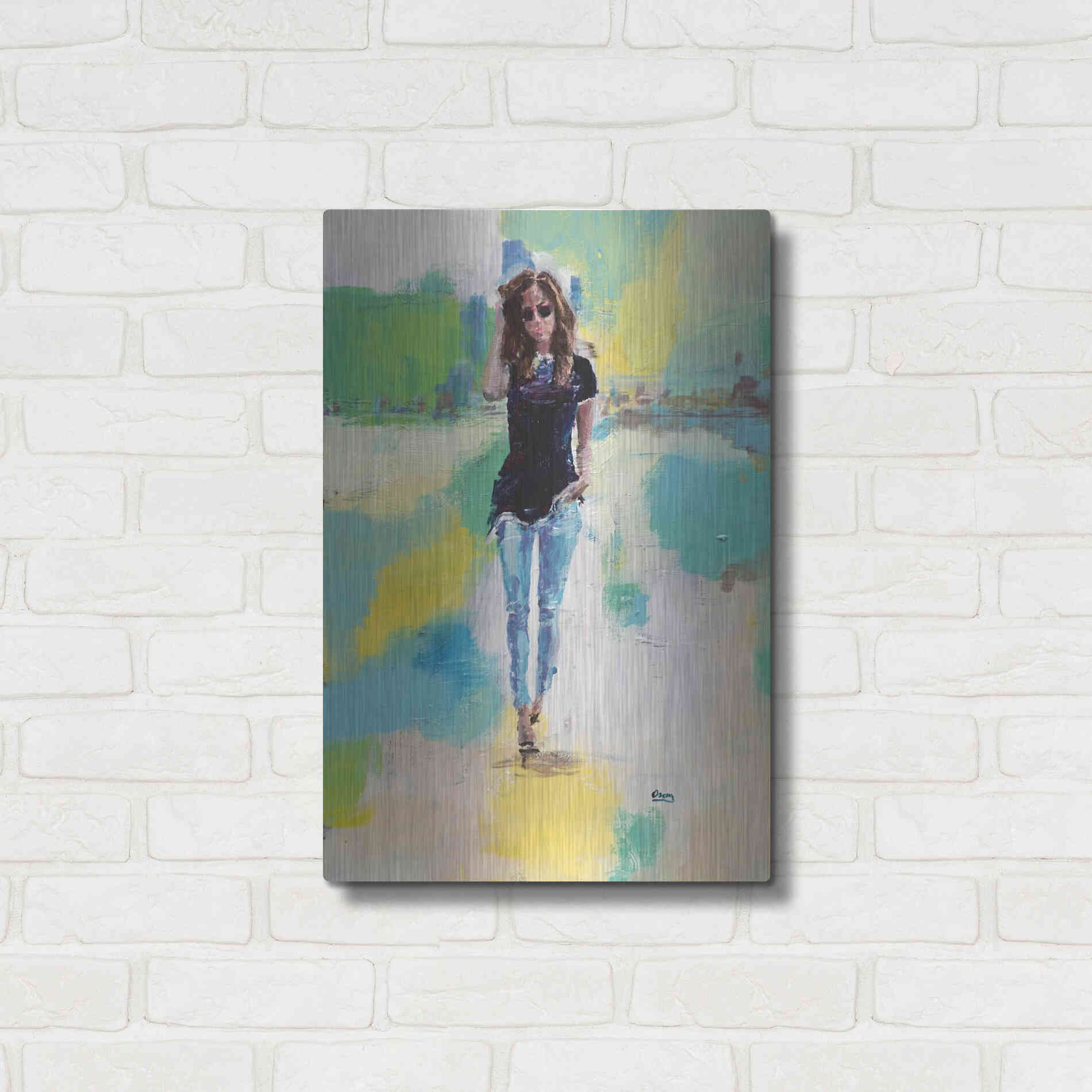 Luxe Metal Art 'Casual' by Oscar Alvarez Pardo, Metal Wall Art,16x24