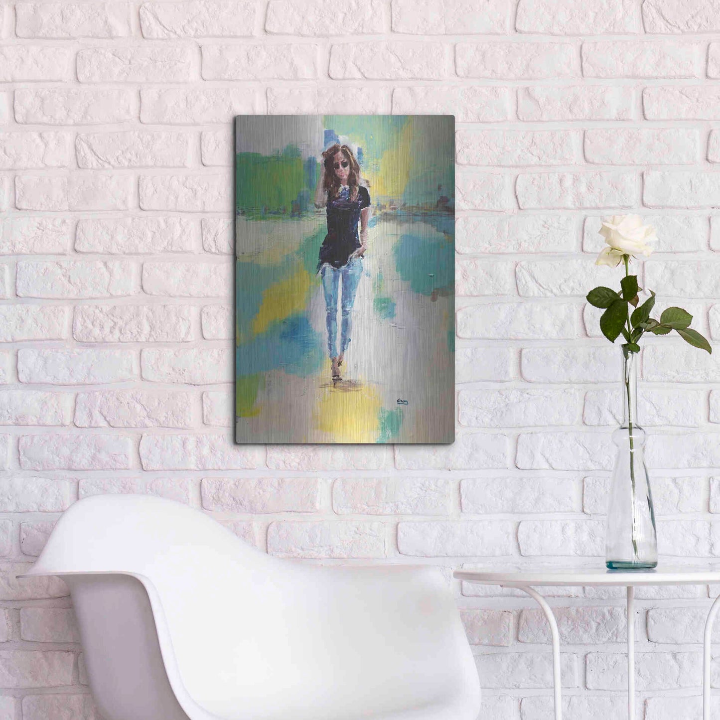 Luxe Metal Art 'Casual' by Oscar Alvarez Pardo, Metal Wall Art,16x24