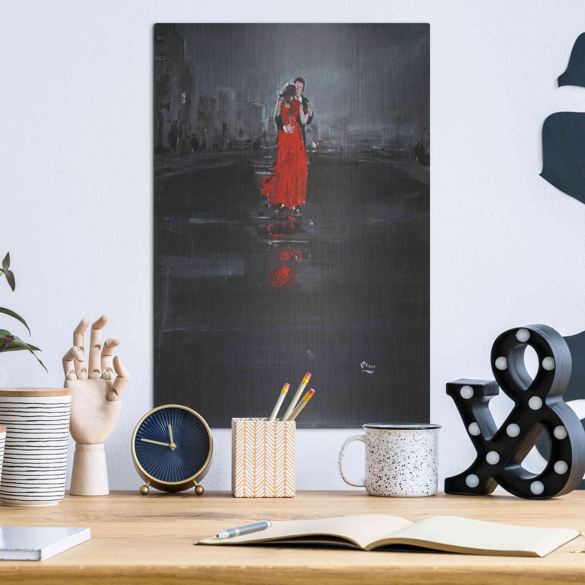 Luxe Metal Art 'Noir' by Oscar Alvarez Pardo, Metal Wall Art,12x16