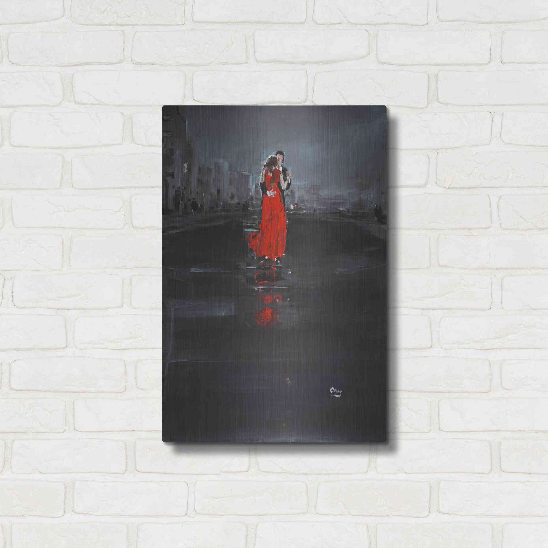 Luxe Metal Art 'Noir' by Oscar Alvarez Pardo, Metal Wall Art,16x24