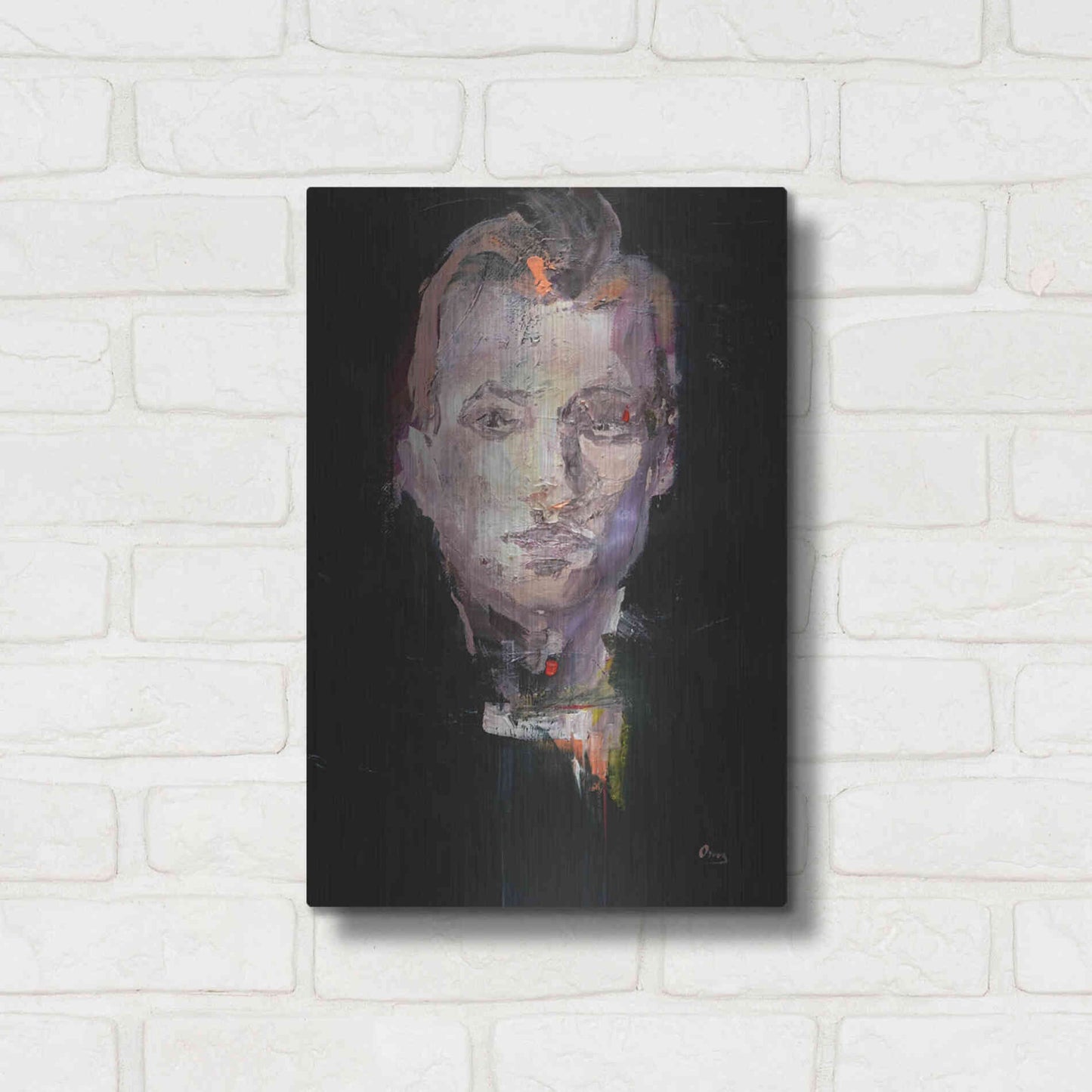 Luxe Metal Art 'Portrait 1' by Oscar Alvarez Pardo, Metal Wall Art,12x16