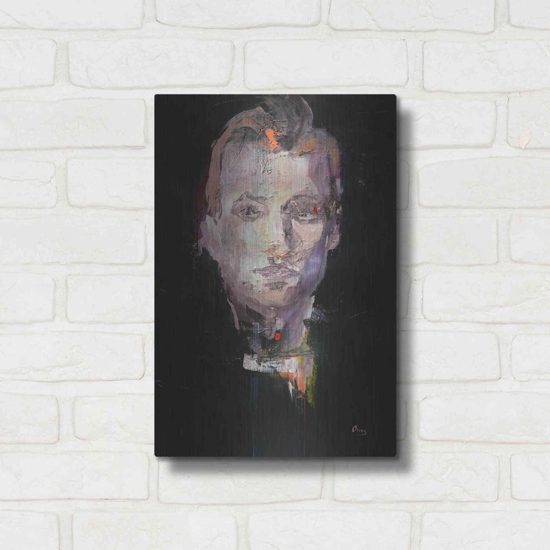 Luxe Metal Art 'Portrait 1' by Oscar Alvarez Pardo, Metal Wall Art,12x16