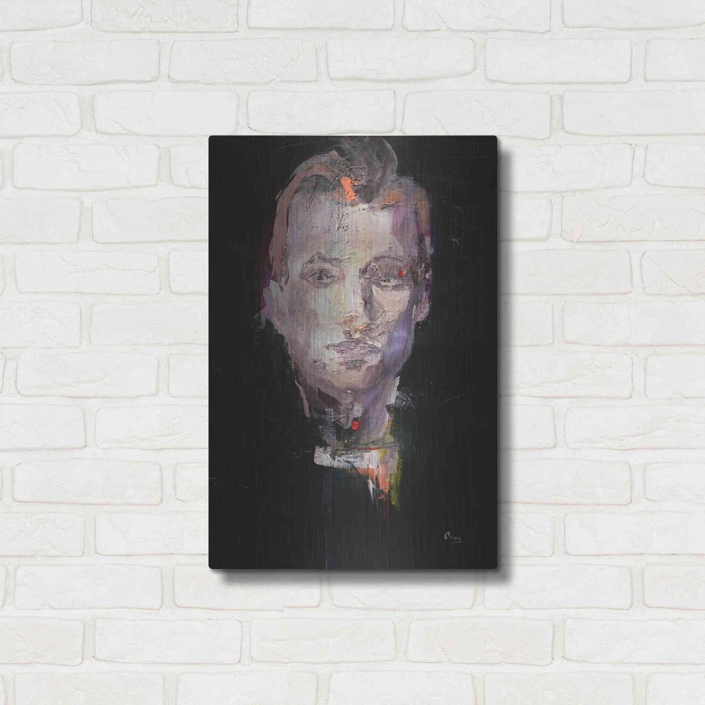 Luxe Metal Art 'Portrait 1' by Oscar Alvarez Pardo, Metal Wall Art,16x24