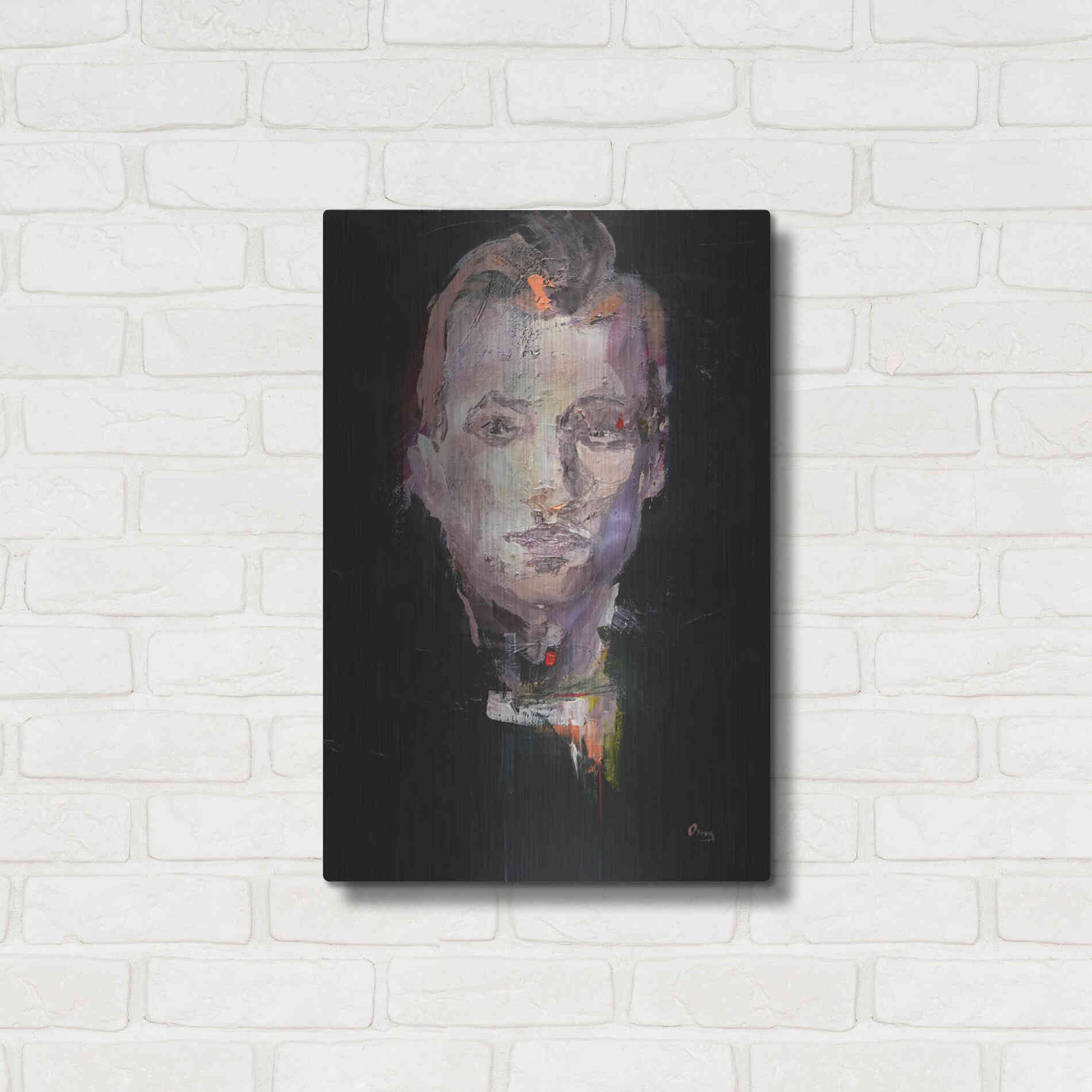 Luxe Metal Art 'Portrait 1' by Oscar Alvarez Pardo, Metal Wall Art,16x24