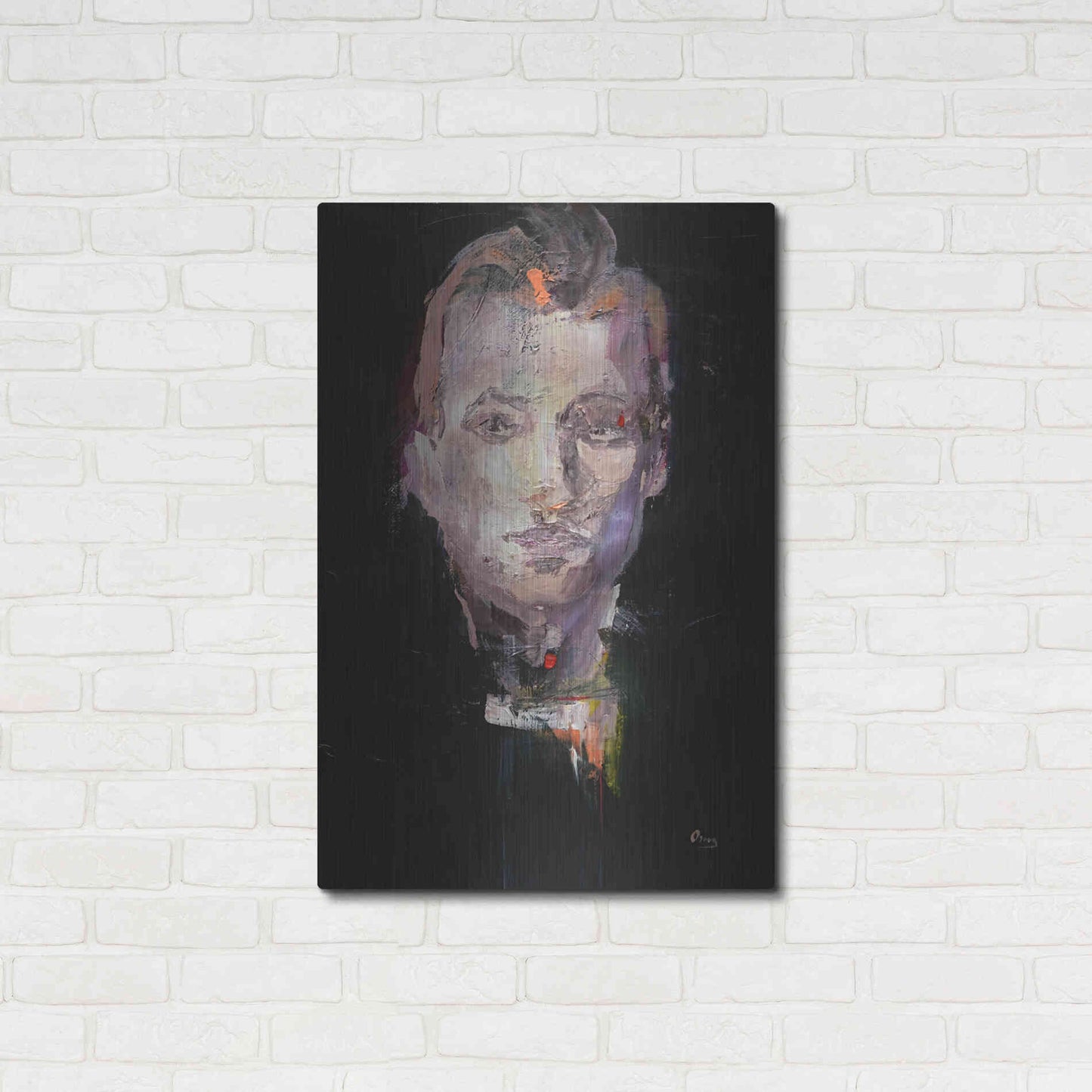 Luxe Metal Art 'Portrait 1' by Oscar Alvarez Pardo, Metal Wall Art,24x36