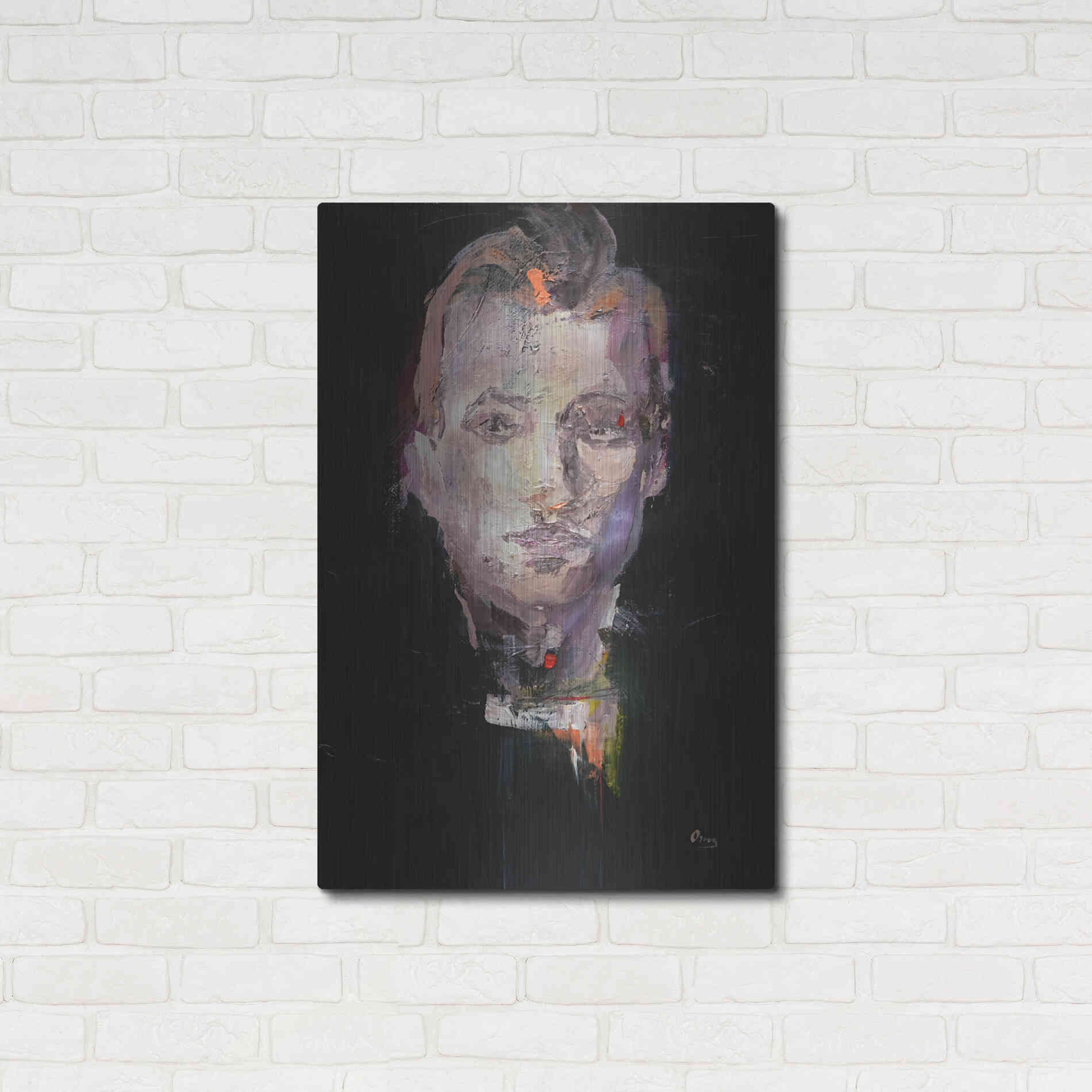 Luxe Metal Art 'Portrait 1' by Oscar Alvarez Pardo, Metal Wall Art,24x36