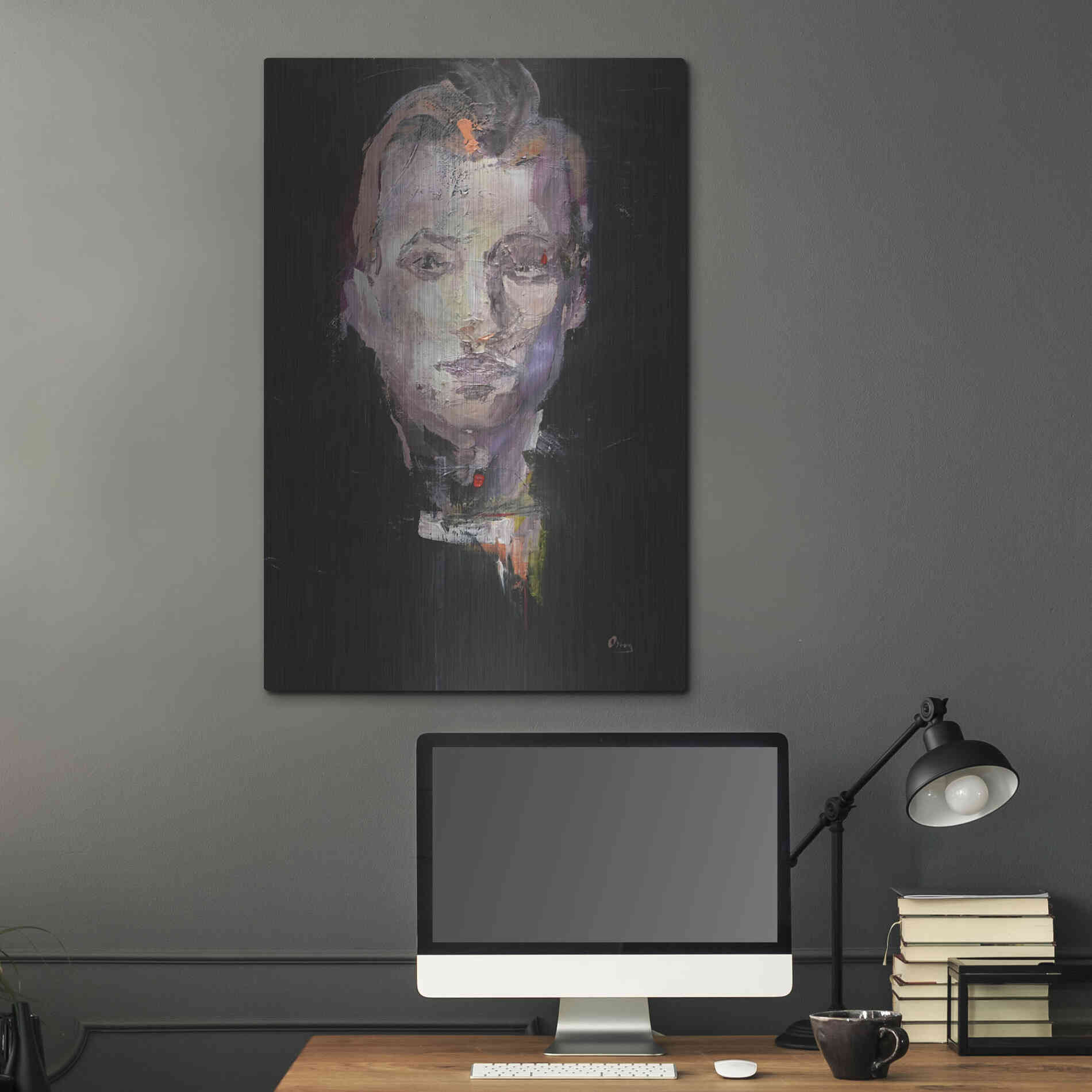 Luxe Metal Art 'Portrait 1' by Oscar Alvarez Pardo, Metal Wall Art,24x36
