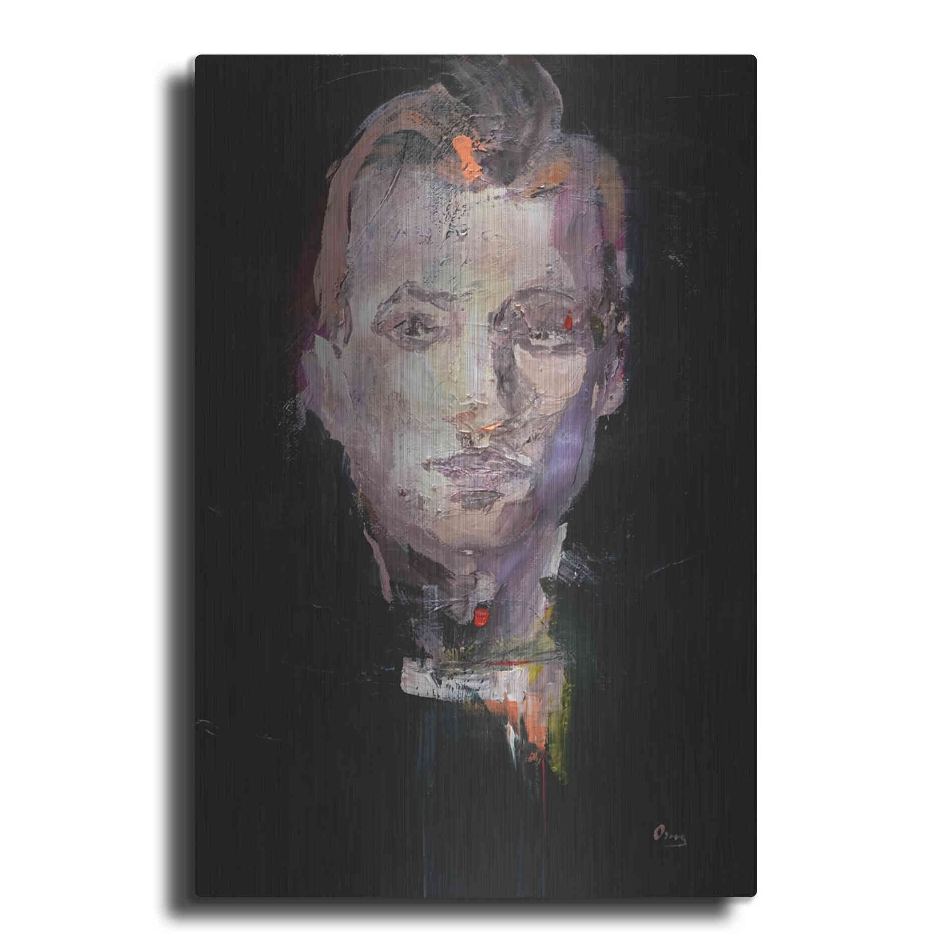 Luxe Metal Art 'Portrait 1' by Oscar Alvarez Pardo, Metal Wall Art