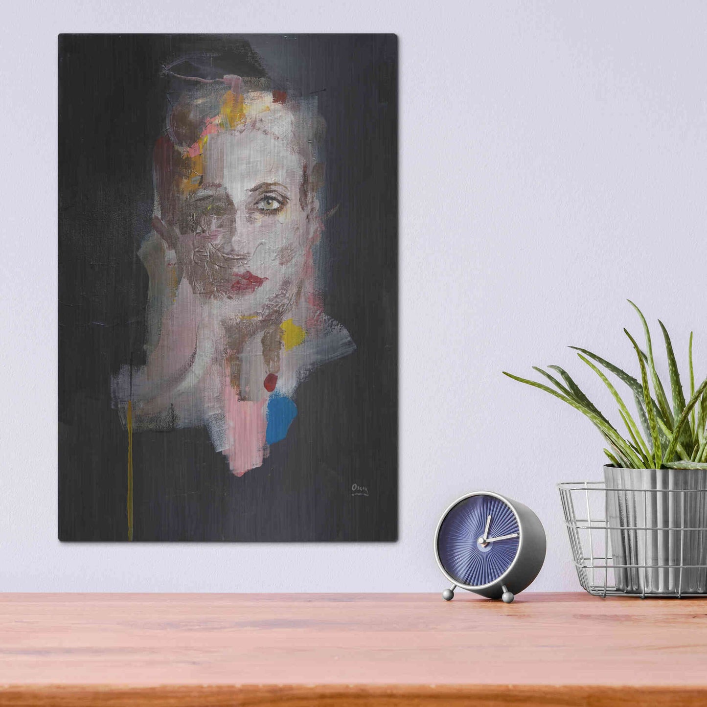 Luxe Metal Art 'Portrait 2' by Oscar Alvarez Pardo, Metal Wall Art,12x16