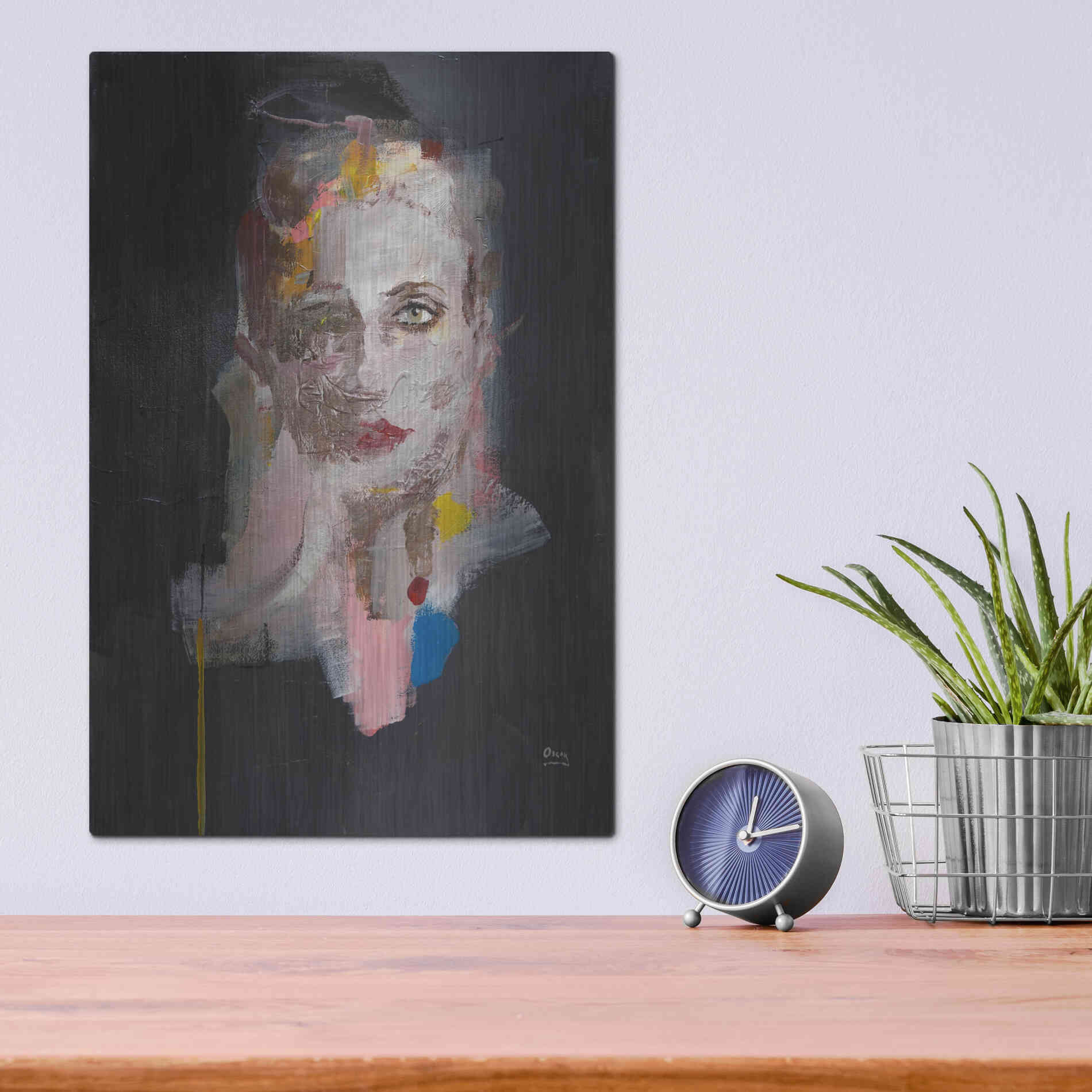 Luxe Metal Art 'Portrait 2' by Oscar Alvarez Pardo, Metal Wall Art,12x16