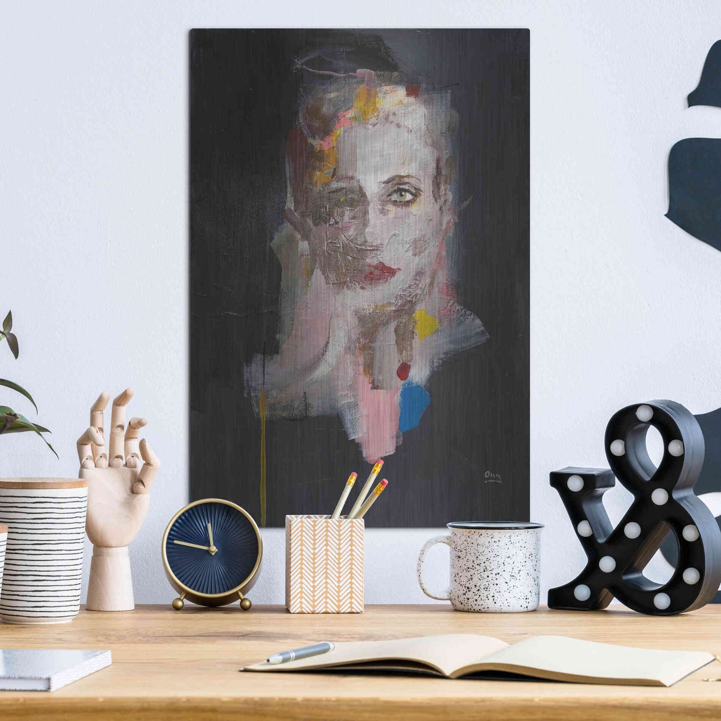 Luxe Metal Art 'Portrait 2' by Oscar Alvarez Pardo, Metal Wall Art,12x16