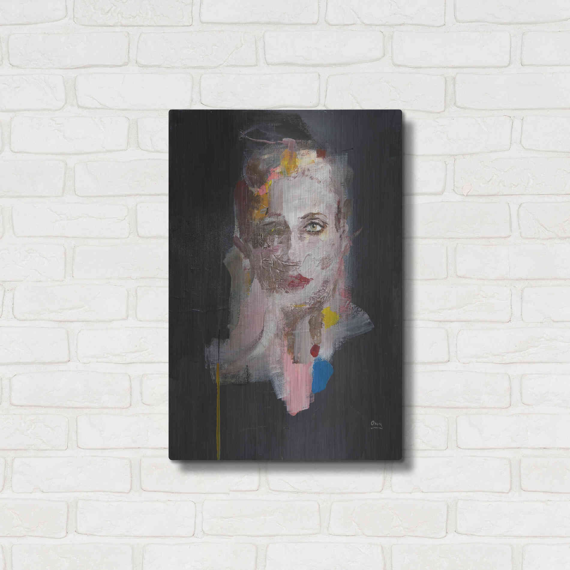 Luxe Metal Art 'Portrait 2' by Oscar Alvarez Pardo, Metal Wall Art,16x24