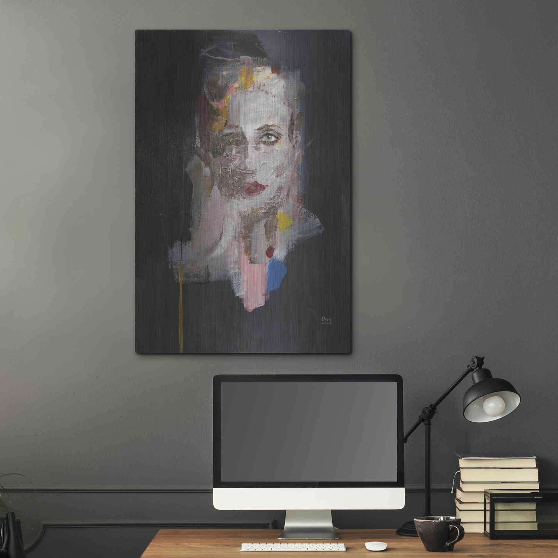 Luxe Metal Art 'Portrait 2' by Oscar Alvarez Pardo, Metal Wall Art,24x36