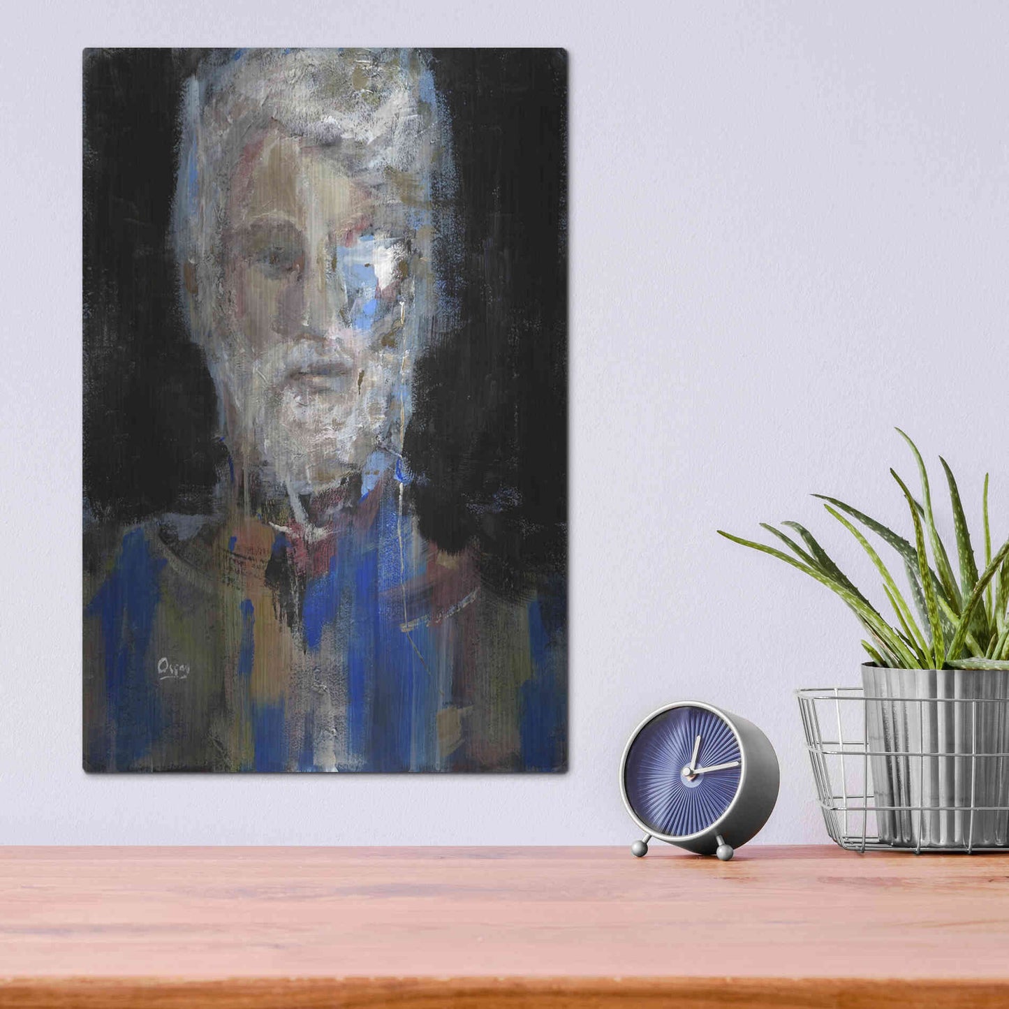 Luxe Metal Art 'Portrait 3' by Oscar Alvarez Pardo, Metal Wall Art,12x16