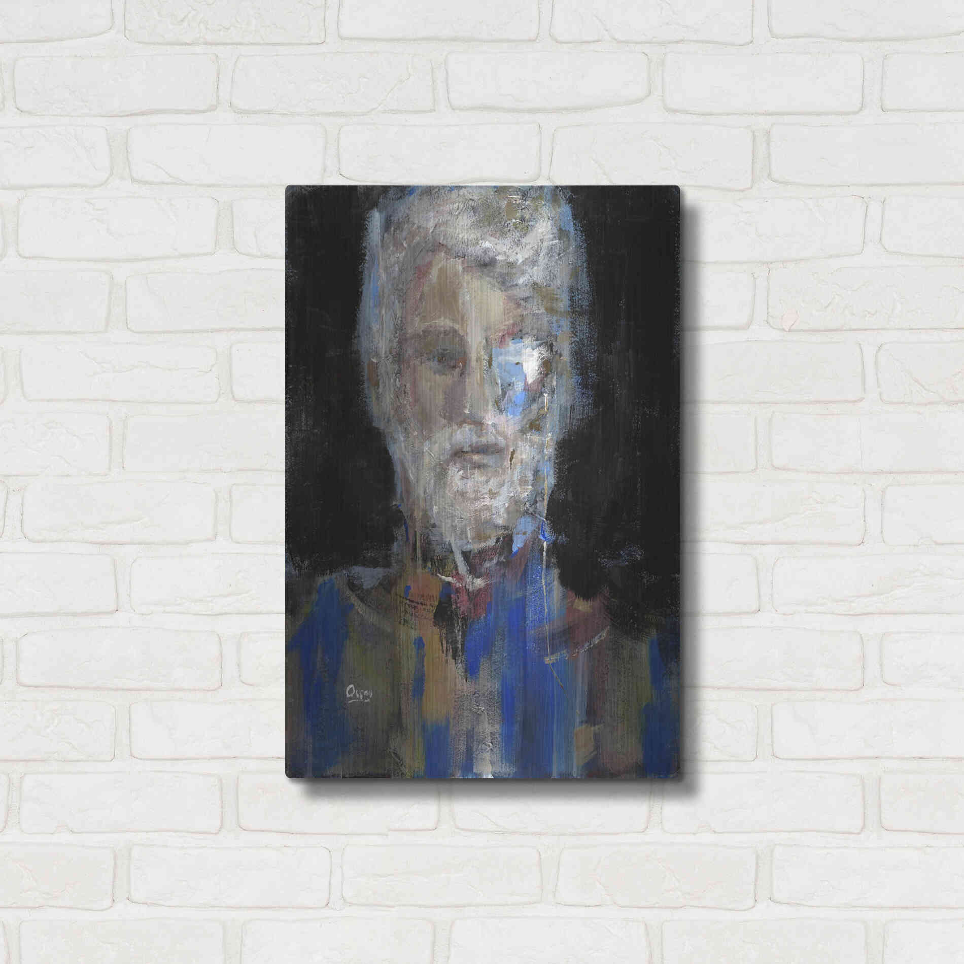 Luxe Metal Art 'Portrait 3' by Oscar Alvarez Pardo, Metal Wall Art,16x24