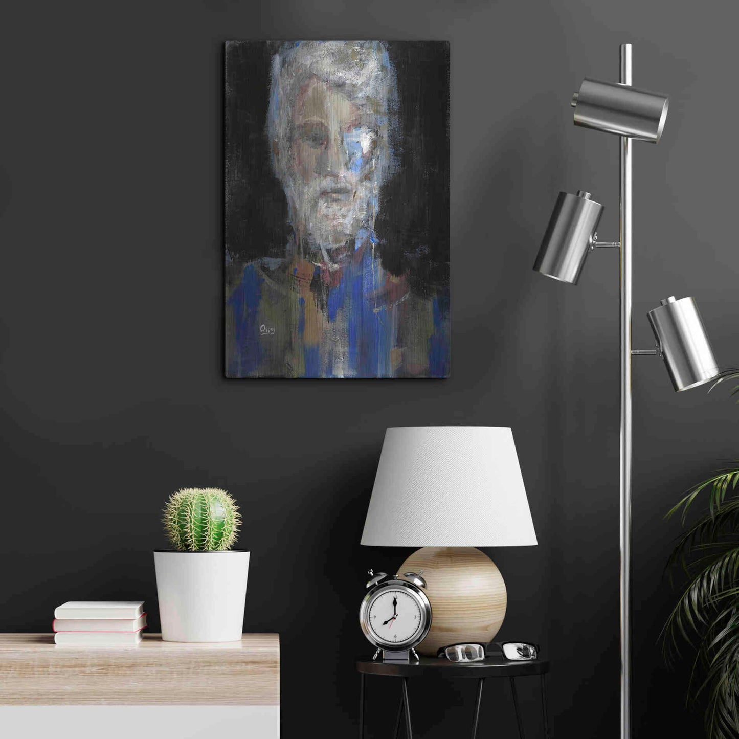 Luxe Metal Art 'Portrait 3' by Oscar Alvarez Pardo, Metal Wall Art,16x24