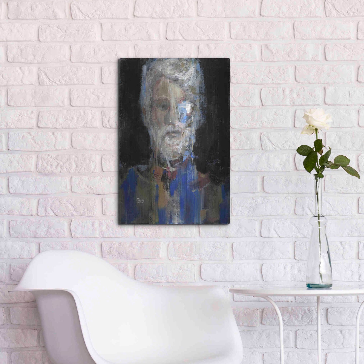 Luxe Metal Art 'Portrait 3' by Oscar Alvarez Pardo, Metal Wall Art,16x24