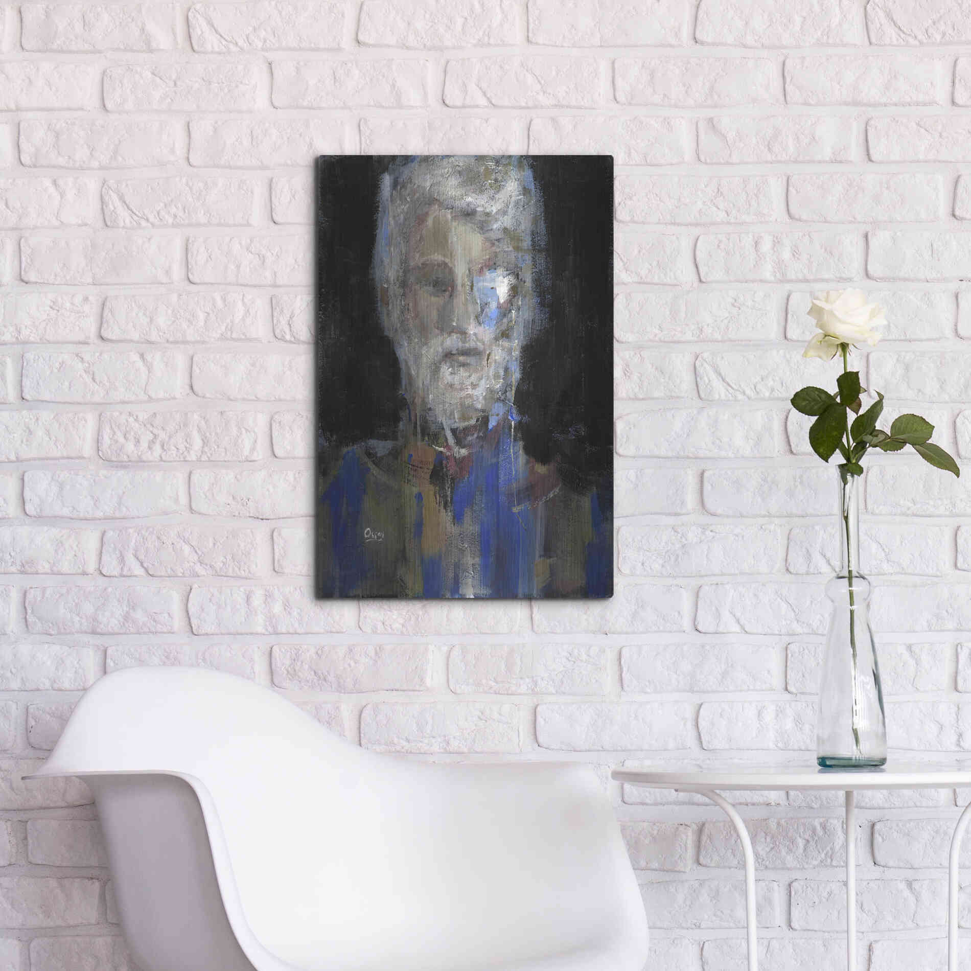 Luxe Metal Art 'Portrait 3' by Oscar Alvarez Pardo, Metal Wall Art,16x24