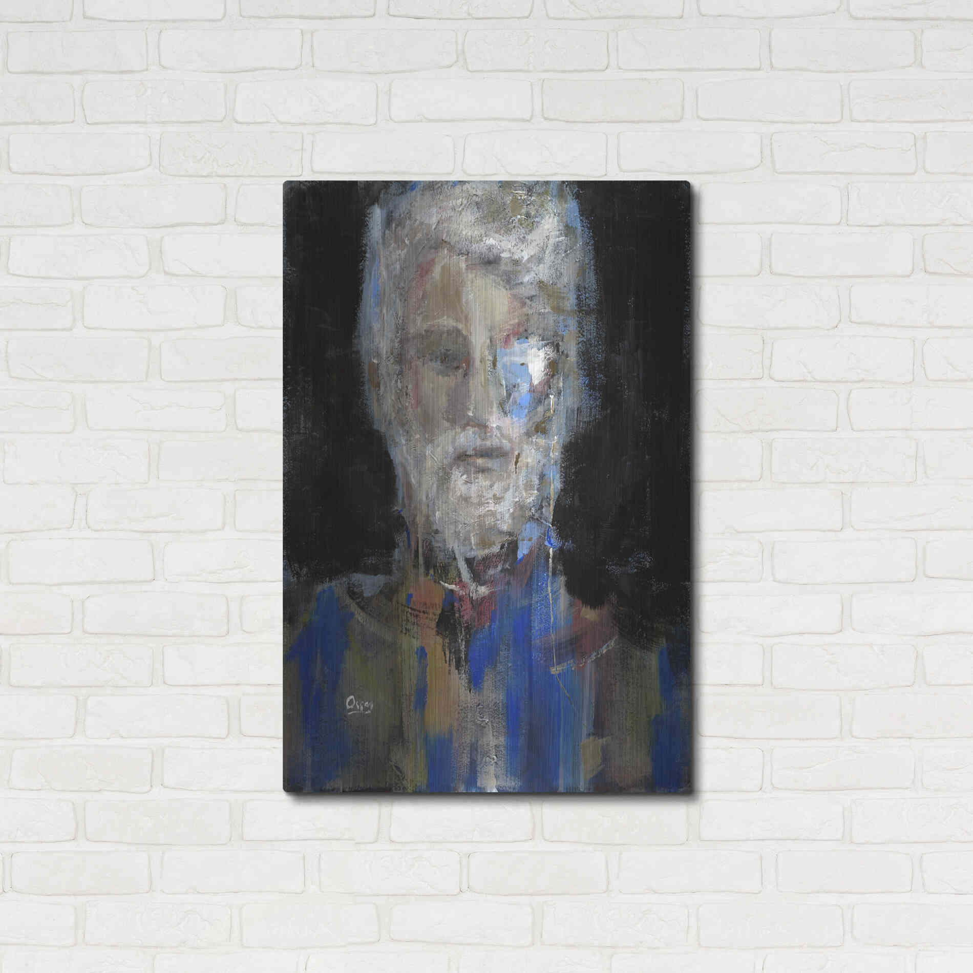 Luxe Metal Art 'Portrait 3' by Oscar Alvarez Pardo, Metal Wall Art,24x36