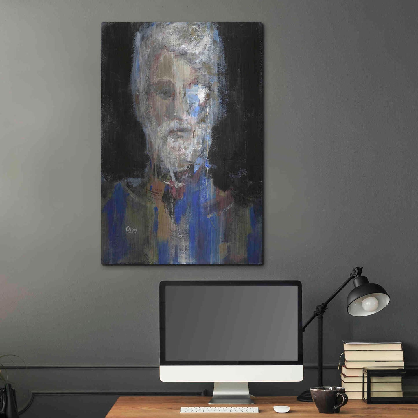 Luxe Metal Art 'Portrait 3' by Oscar Alvarez Pardo, Metal Wall Art,24x36