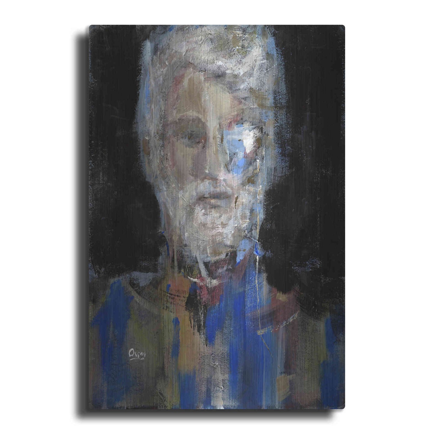 Luxe Metal Art 'Portrait 3' by Oscar Alvarez Pardo, Metal Wall Art