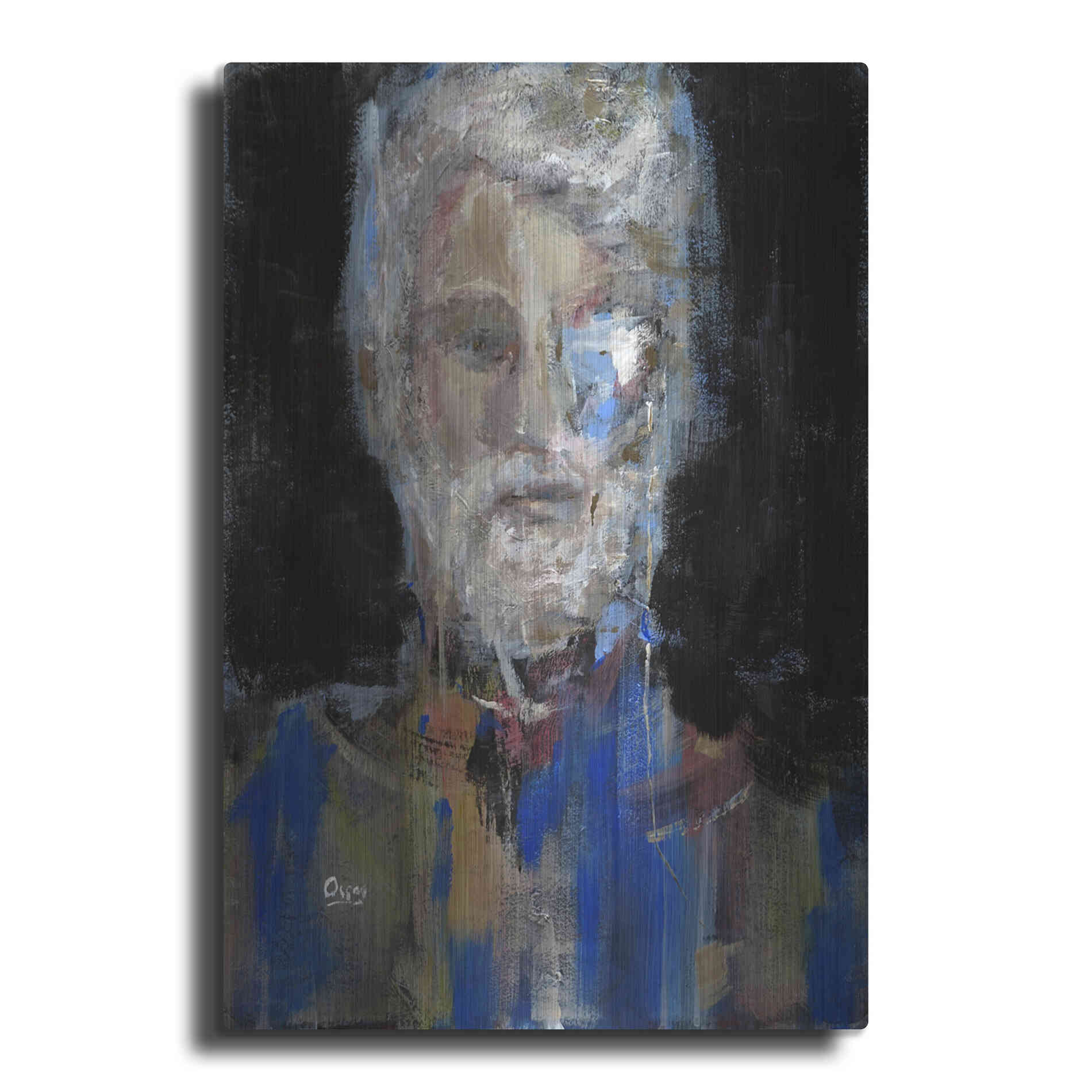 Luxe Metal Art 'Portrait 3' by Oscar Alvarez Pardo, Metal Wall Art