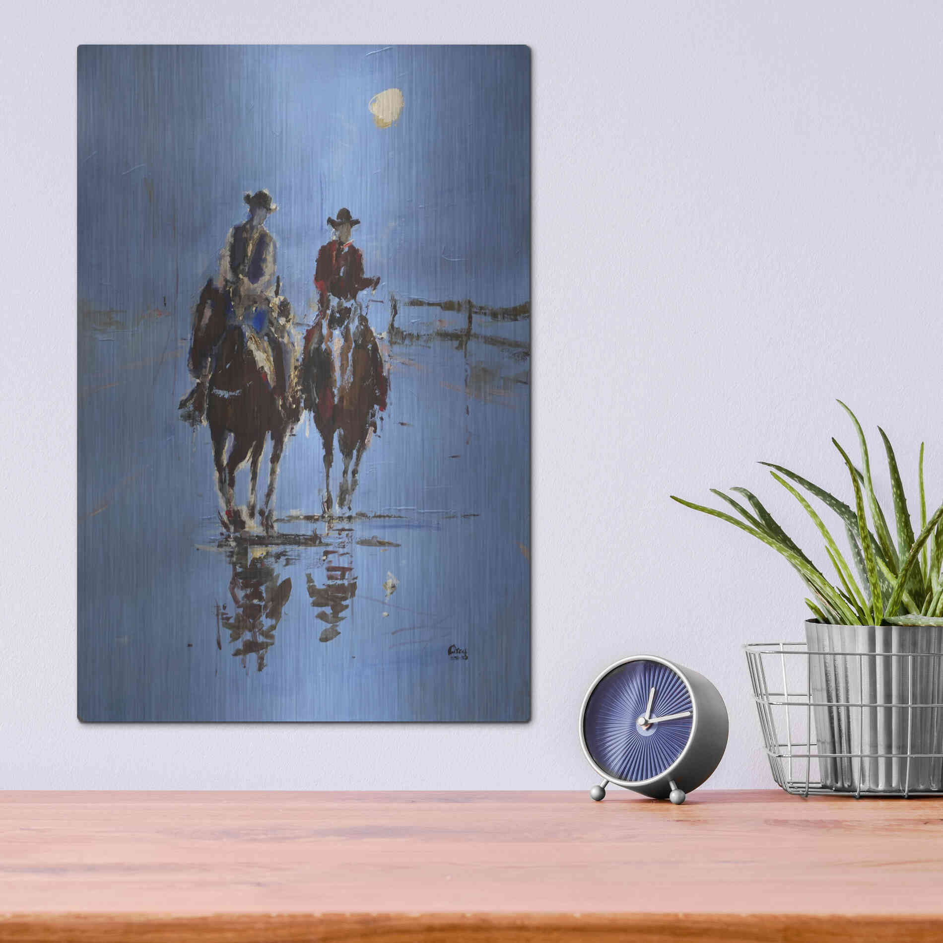 Luxe Metal Art 'Moonlight' by Oscar Alvarez Pardo, Metal Wall Art,12x16