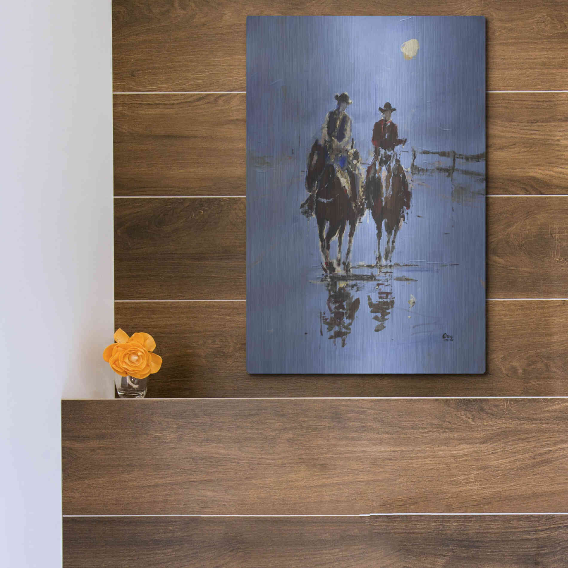 Luxe Metal Art 'Moonlight' by Oscar Alvarez Pardo, Metal Wall Art,12x16