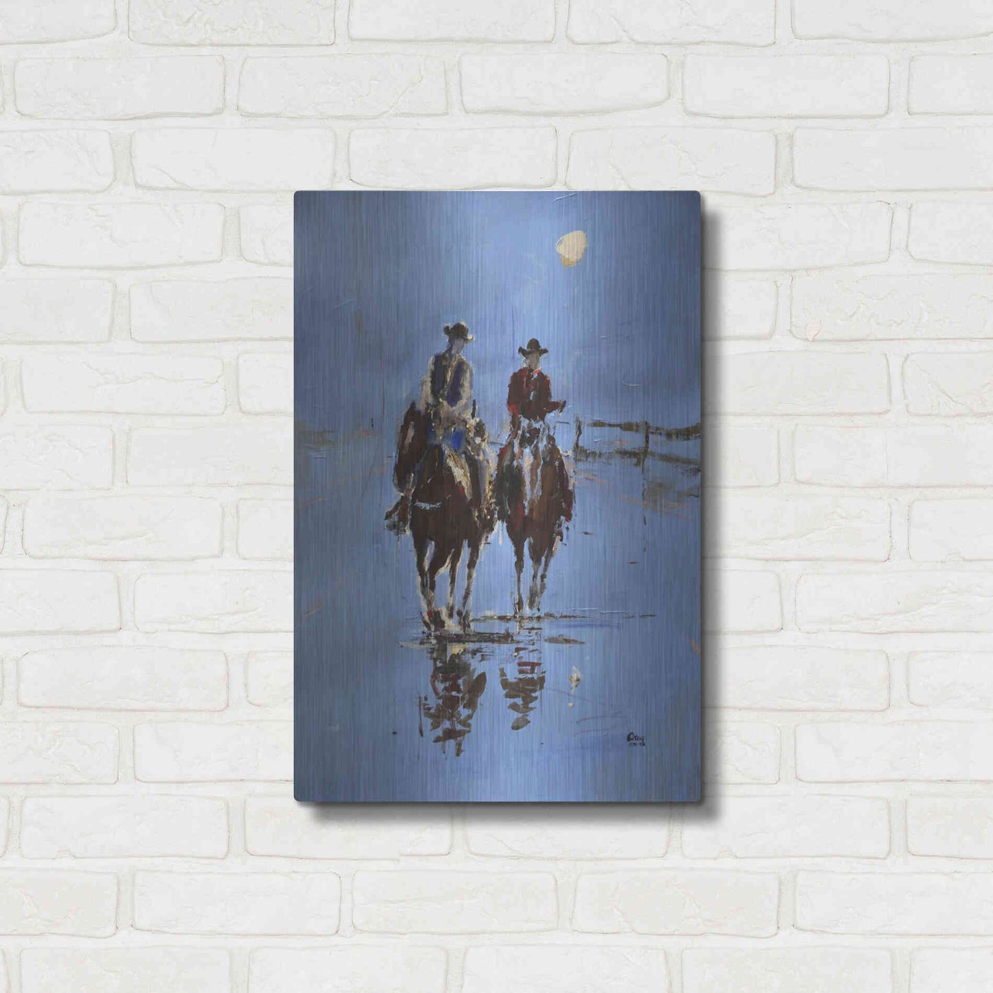 Luxe Metal Art 'Moonlight' by Oscar Alvarez Pardo, Metal Wall Art,16x24