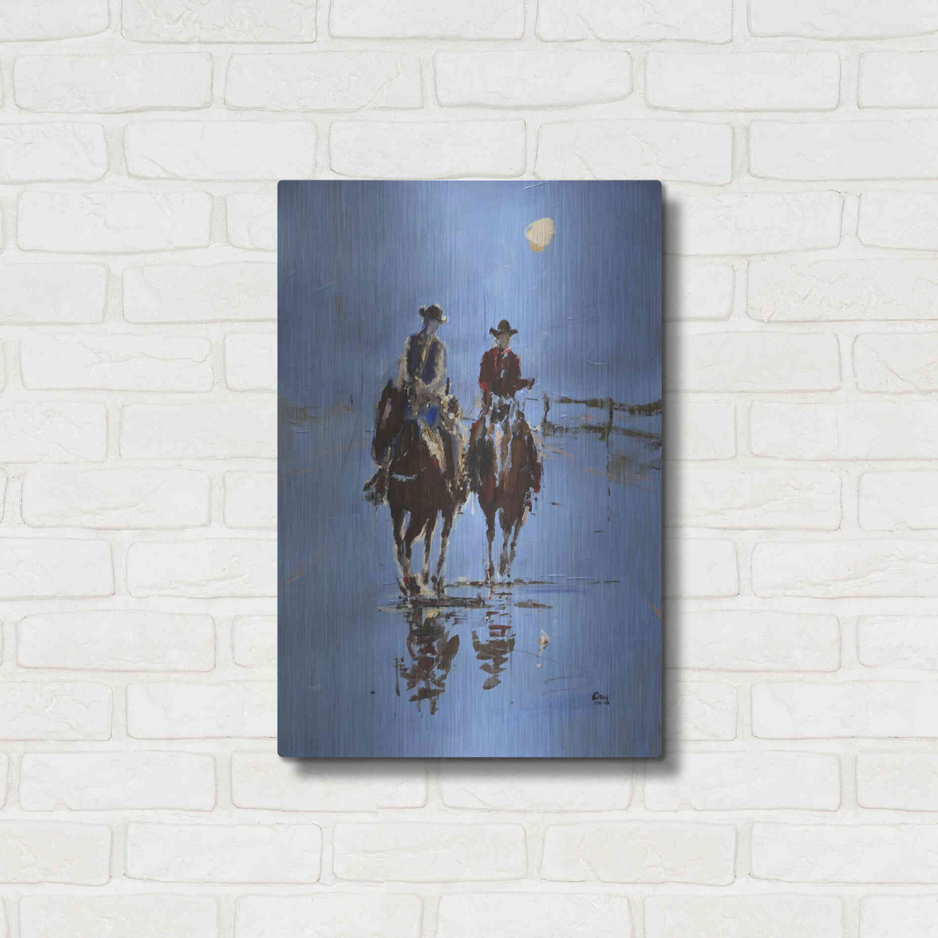 Luxe Metal Art 'Moonlight' by Oscar Alvarez Pardo, Metal Wall Art,16x24