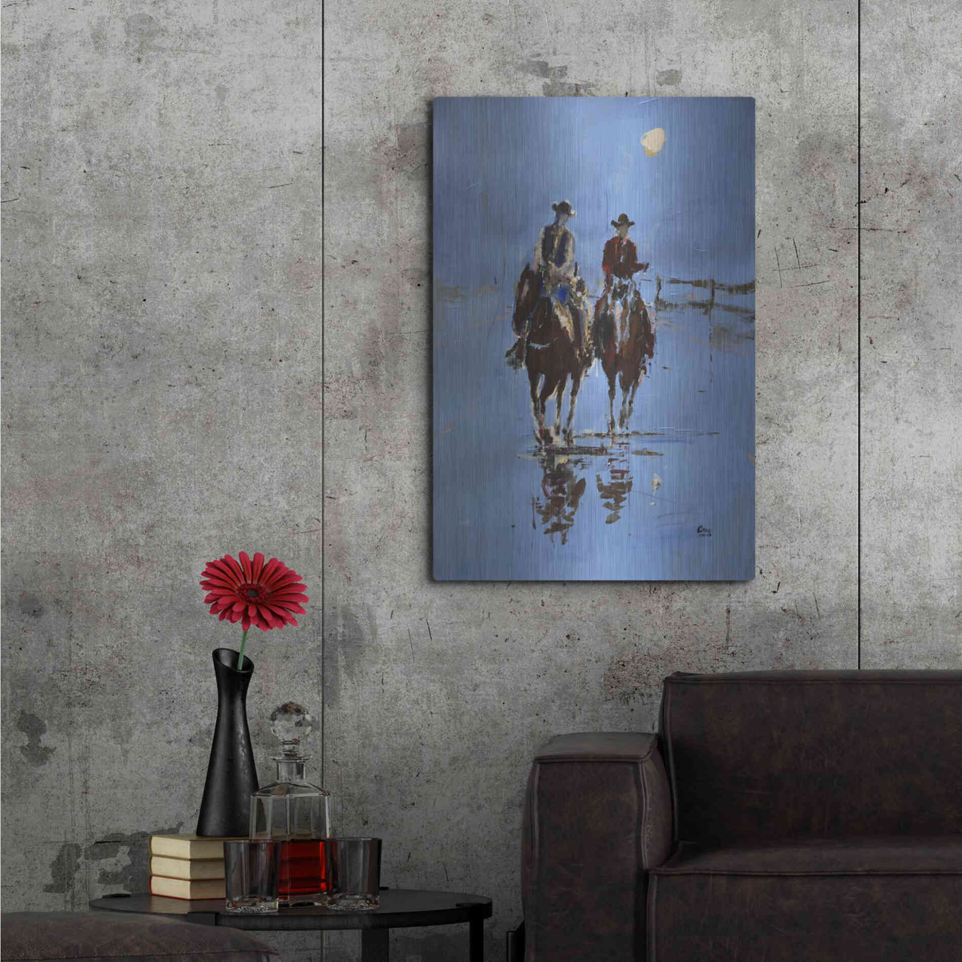 Luxe Metal Art 'Moonlight' by Oscar Alvarez Pardo, Metal Wall Art,24x36