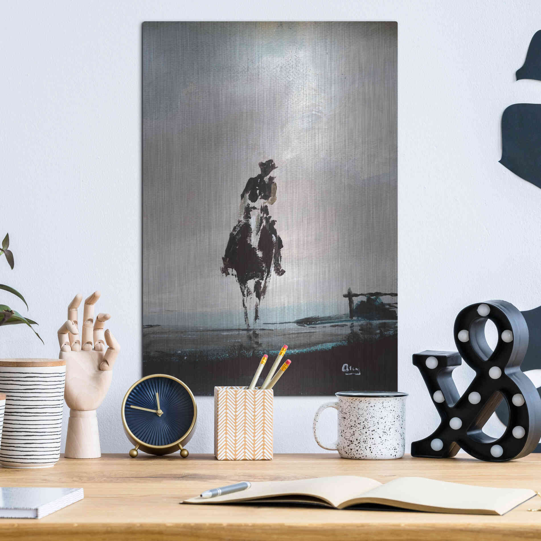 Luxe Metal Art 'Hazy' by Oscar Alvarez Pardo, Metal Wall Art,12x16