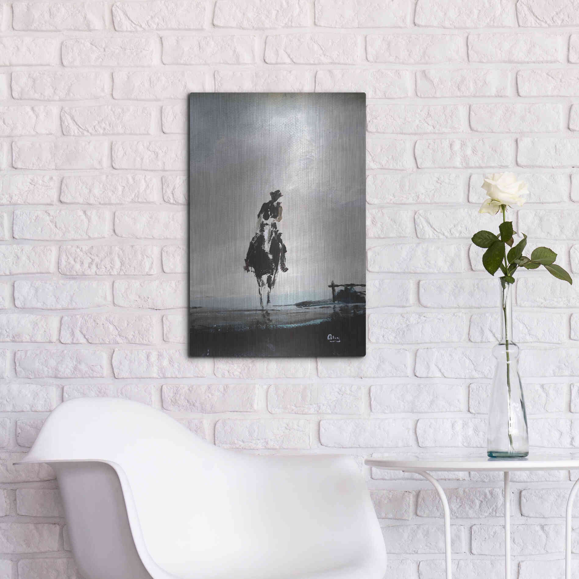 Luxe Metal Art 'Hazy' by Oscar Alvarez Pardo, Metal Wall Art,16x24